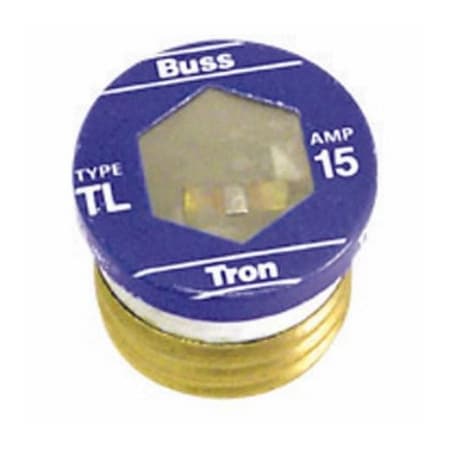 Eaton Bussmann Plug Fuse, TL Series, Time-Delay, 15A, 125V AC, Indicating, 10kA at 125V AC BP/TL-15